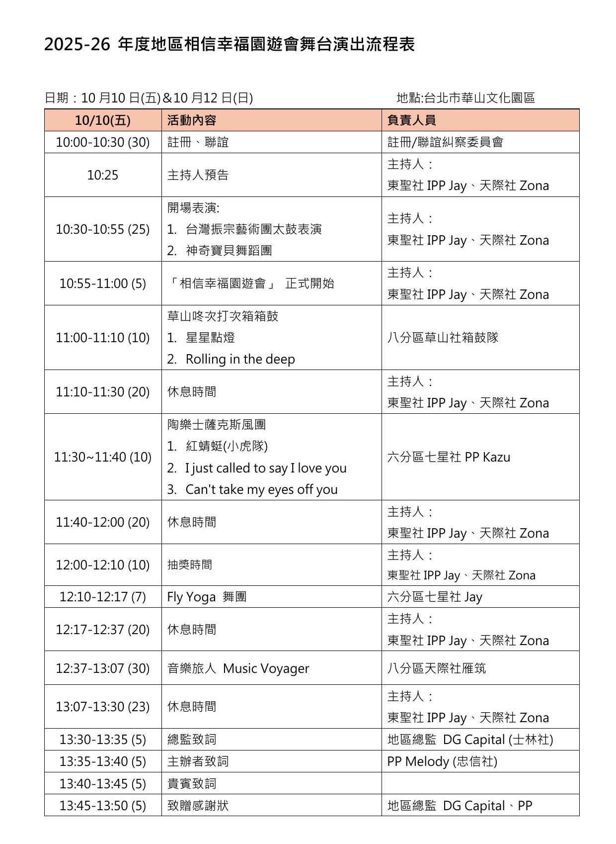 舞台節目流程 1